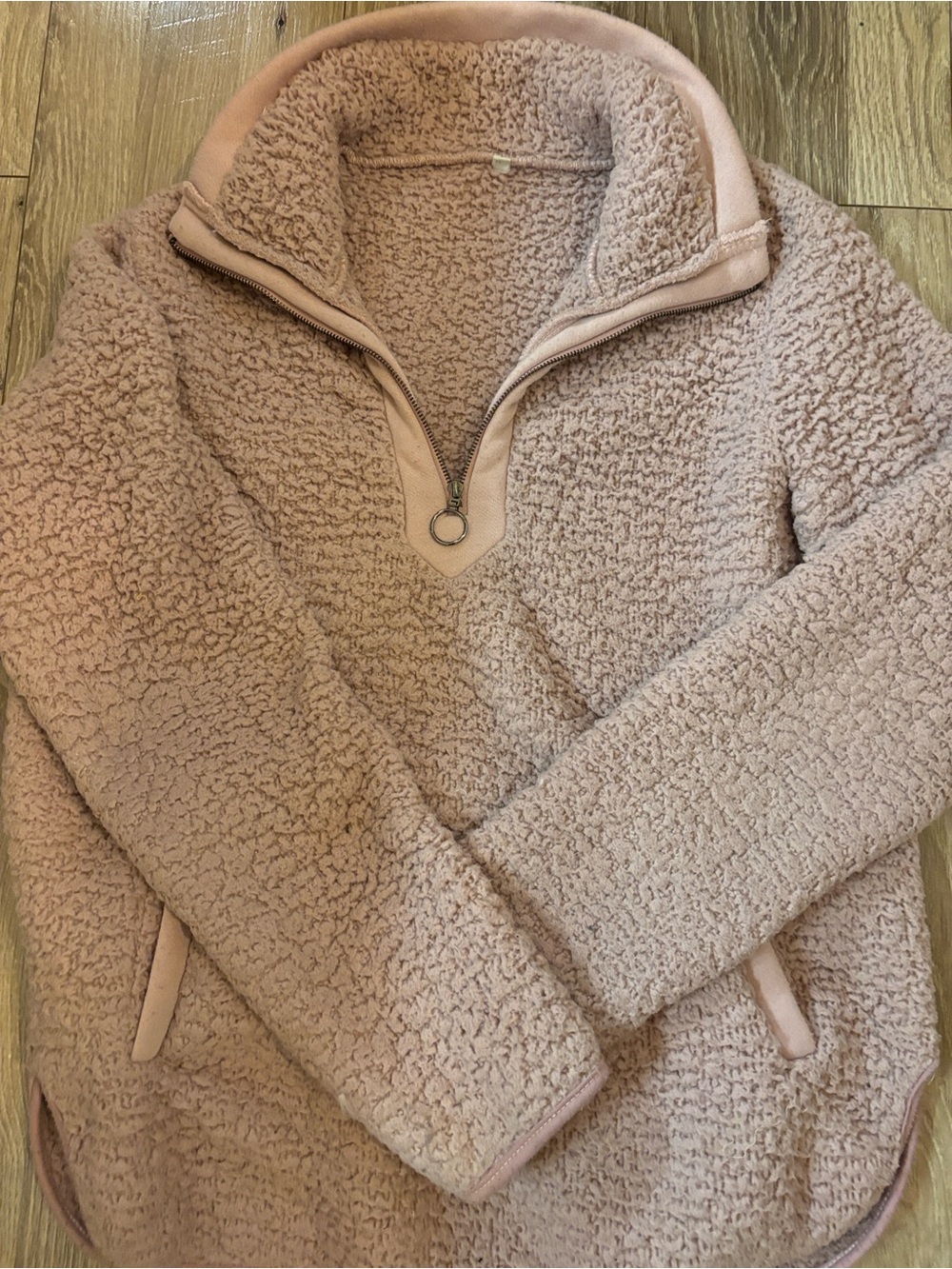 Cozy Women's Quarter-Zip Sherpa Pullover - Blush Pink